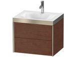 Duravit XViu Waschtisch-Unterschrank XV4614OB113P 60x48cm, 2 Schubkästen, 1 Hahnloch, champagner matt, Rahmen P, amerikanischer nussbaum
