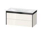 Duravit XViu Waschtisch-Unterschrank XV4616NB222P 100x48cm, 2 Schubkästen, ohne Hahnloch, schwarz matt, Rahmen P, weiß hochglanz