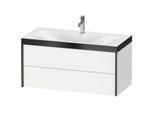 Duravit XViu Waschtisch-Unterschrank XV4616OB218P 100x48cm, 2 Schubkästen, 1 Hahnloch, schwarz matt, Rahmen P, weiß matt