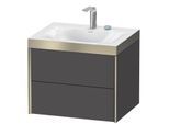 Duravit XViu Waschtisch-Unterschrank XV4614EB149P 60x48cm, 2 Schubkästen, 2 Hahnlöcher, champagner matt, Rahmen P, graphit matt