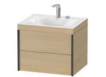 Duravit XViu Waschtisch-Unterschrank XV4614EB271C 60x48cm, 2 Schubkästen, 2 Hahnlöcher, schwarz matt, Rahmen C, mediterrane eiche