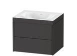 Duravit XViu Waschtisch-Unterschrank XV4614NB280C 60x48cm, 2 Schubkästen, ohne Hahnloch, schwarz matt, Rahmen C, graphit supermatt