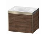 Duravit XViu Waschtisch-Unterschrank XV4609NB121P 60x48cm, 1 Auszug, ohne Hahnloch, champagner matt, Rahmen P, nussbaum dunkel