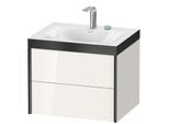 Duravit XViu Waschtisch-Unterschrank XV4614EB222P 60x48cm, 2 Schubkästen, 2 Hahnlöcher, schwarz matt, Rahmen P, weiß hochglanz