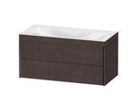 Duravit XViu Waschtisch-Unterschrank XV4616NB272C 100x48cm, 2 Schubkästen, ohne Hahnloch, schwarz matt, Rahmen C, eiche dunkel gebürstet