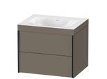 Duravit XViu Waschtisch-Unterschrank XV4614NB290C 60x48cm, 2 Schubkästen, ohne Hahnloch, schwarz matt, Rahmen C, flannel grey seidenmatt