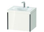 Duravit XViu Waschtisch-Unterschrank XV4609EB222C 60x48cm, 1 Auszug, 2 Hahnlöcher, schwarz matt, Rahmen C, weiß hochglanz