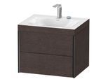 Duravit XViu Waschtisch-Unterschrank XV4614EB272C 60x48cm, 2 Schubkästen, 2 Hahnlöcher, schwarz matt, Rahmen C, eiche dunkel gebürstet