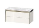 Duravit XViu Waschtisch-Unterschrank XV4616NB122P 100x48cm, 2 Schubkästen, ohne Hahnloch, champagner matt, Rahmen P, weiß hochglanz