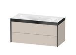 Duravit XViu Waschtisch-Unterschrank XV4616NB291P 100x48cm, 2 Schubkästen, ohne Hahnloch, schwarz matt, Rahmen P, taupe matt