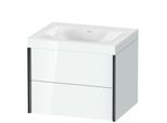 Duravit XViu Waschtisch-Unterschrank XV4614NB285C 60x48cm, 2 Schubkästen, ohne Hahnloch, schwarz matt, Rahmen C, weiß hochglanz