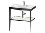 Duravit XViu Möbelwaschtisch-Kombination XV4715EB285 80 x 48 cm, 2 Hahnlöcher, weiß hochglanz, mit Metallkonsole, schwarz matt
