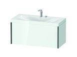 Duravit XViu Waschtisch-Unterschrank XV4611EB285C 100x48cm, 1 Auszug, 2 Hahnlöcher, schwarz matt, Rahmen C, weiß hochglanz