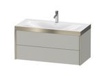 Duravit XViu Waschtisch-Unterschrank XV4616OB107P 100x48cm, 2 Schubkästen, 1 Hahnloch, champagner matt, Rahmen P, betongrau matt