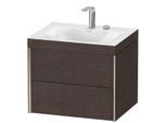 Duravit XViu Waschtisch-Unterschrank XV4614EB172C 60x48cm, 2 Schubkästen, 2 Hahnlöcher, champagner matt, Rahmen C, eiche dunkel gebürstet