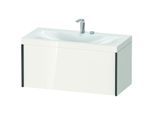 Duravit XViu Waschtisch-Unterschrank XV4611EB222C 100x48cm, 1 Auszug, 2 Hahnlöcher, schwarz matt, Rahmen C, weiß hochglanz