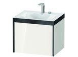 Duravit XViu Waschtisch-Unterschrank XV4609EB222P 60x48cm, 1 Auszug, 2 Hahnlöcher, schwarz matt, Rahmen P, weiß hochglanz