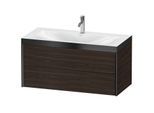 Duravit XViu Waschtisch-Unterschrank XV4616OB269P 100x48cm, 2 Schubkästen, 1 Hahnloch, schwarz matt, Rahmen P, nussbaum gebürstet