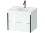 Duravit XViu Waschtisch-Unterschrank XV4614OB285C 60x48cm, 2 Schubkästen, 1 Hahnloch, schwarz matt, Rahmen C, weiß hochglanz