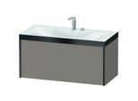 Duravit XViu Waschtisch-Unterschrank XV4611EB243P 100x48cm, 1 Auszug, 2 Hahnlöcher, schwarz matt, Rahmen P, basalt matt