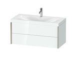 Duravit XViu Waschtisch-Unterschrank XV4616OB185C 100x48cm, 2 Schubkästen, 1 Hahnloch, champagner matt, Rahmen C, weiß hochglanz