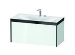 Duravit XViu Waschtisch-Unterschrank XV4611EB285P 100x48cm, 1 Auszug, 2 Hahnlöcher, schwarz matt, Rahmen P, weiß hochglanz
