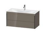 Duravit XViu Waschtisch-Unterschrank XV4616OB289C 100x48cm, 2 Schubkästen, 1 Hahnloch, schwarz matt, Rahmen C, flannel grey hochglanz