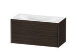 Duravit XViu Waschtisch-Unterschrank XV4616NB269C 100x48cm, 2 Schubkästen, ohne Hahnloch, schwarz matt, Rahmen C, nussbaum gebürstet