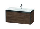 Duravit XViu Waschtisch-Unterschrank XV4611OB221P 100x48cm, 1 Auszug, 1 Hahnloch, schwarz matt, Rahmen P, nussbaum dunkel