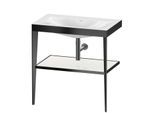 Duravit XViu Möbelwaschtisch-Kombination XV4715NB285 80 x 48 cm, ohne Hahnloch, weiß hochglanz, mit Metallkonsole, schwarz matt