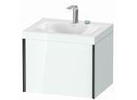 Duravit XViu Waschtisch-Unterschrank XV4609EB285C 60x48cm, 1 Auszug, 2 Hahnlöcher, schwarz matt, Rahmen C, weiß hochglanz