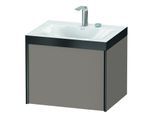 Duravit XViu Waschtisch-Unterschrank XV4609EB243P 60x48cm, 1 Auszug, 2 Hahnlöcher, schwarz matt, Rahmen P, basalt matt