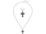 Kette mit Anhänger JOBO "Kreuz", silber (edelstahlfarben), Halsketten, Damen, Edelstahl, L: 56, aus Edelstahl mit Zirkonia 56 cm