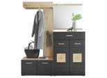 Xora Garderobe, Schwarz, Eiche Artisan, Holzwerkstoff, 4-teilig, 160x195x38 cm, Garderobe, Garderoben-Sets & Serien, Garderoben-Sets