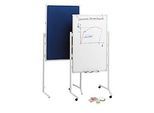 MAUL Moderationstafel Pro, Textil, blau/Whiteboard + Moderationskarten-Set mit 360 Karten und 200 Pin-Nadeln