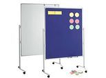 MAUL Moderationstafel Pro, Textil, blau/Whiteboard + Moderationskarten-Set mit 360 Karten und 200 Pin-Nadeln