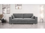 3-Sitzer HOME AFFAIRE "Stevinson Schlafsofa mit Bettkasten, Maße B/H/T: 229/87/97 cm", grau (dunkelgrau), B:229cm H:87cm T:97cm, 100% Polyester, Sofas, mit Wellenunterfederung, 2 Rückenkissen und 2 Zierkissen