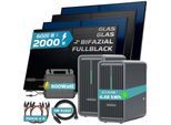 SUNNIVA® 2000W Balkonkraftwerk mit 4.48 kWh Speicher MARSTEK 2x B2500-D, BIFAZIAL FULLBLACK komplett Steckdose, PV Solaranlage Komplettset mit Solarspeicher, 4x 500W N-Type Glas Bifacial Module