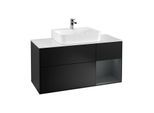 Villeroy und Boch Finion Waschtischunterschrank F171HGPD 120cm, Abdeckplatte white matt, Regal rechts Midnight Blue Matt Lacquer, Black matt lacquer