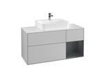 Villeroy und Boch Finion Waschtischunterschrank F171HGGJ 120cm, Abdeckplatte white matt, Regal rechts Midnight Blue Matt Lacquer, Light grey matt