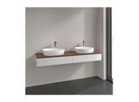 Villeroy und Boch Antao Waschtisch-Unterschrank L17052GF mit Beleuchtung, 160x19x50cm, Hahnlochbohrung, Waschbeckenplattenfarbe warm walnut, glossy white lacquer