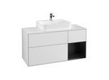 Villeroy und Boch Finion Waschtischunterschrank F171PDMT 120cm, Abdeckplatte white matt, Regal rechts Black matt lacquer, White matt lacquer