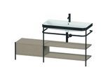 Duravit Happy D.2 Plus Möbelwaschtisch-Kombination HP4748O7575 160 x 49 cm, 1 Hahnloch, leinen, mit Metallkonsole