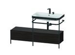 Duravit Happy D.2 Plus Möbelwaschtisch-Kombination HP4757E6969 140x49cm, mit Metallkonsole, 2 Hahnlöcher, nussbaum gebürstet