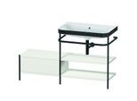 Duravit Happy D.2 Plus Möbelwaschtisch-Kombination HP4747N3939 140 x 49 cm, ohne Hahnloch, nordic weiß seidenmatt, mit Metallkonsole