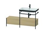 Duravit Happy D.2 Plus Möbelwaschtisch-Kombination HP4757O7171 140x49cm, mit Metallkonsole, 1 Hahnloch, mediterrane Eiche