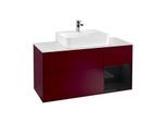 Villeroy und Boch Finion Waschtischunterschrank F171PHHB 120cm, Abdeckplatte white matt, Regal rechts Glossy Black Lacquer, Peony Matt