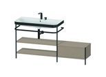 Duravit Happy D.2 Plus Möbelwaschtisch-Kombination HP4753E7575 160 x 49 cm, 2 Hahnlöcher, leinen, mit Metallkonsole