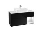Villeroy und Boch Finion Waschtischunterschrank F171GFPH 120cm, Abdeckplatte white matt, Regal rechts Glossy white lacquer, Glossy Black Lacquer