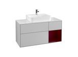 Villeroy und Boch Finion Waschtischunterschrank F171HBGJ 120cm, Abdeckplatte white matt, Regal rechts Peony, Light grey matt
